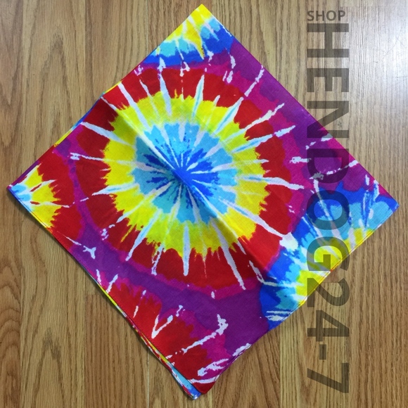 MULTI TIE DYE BURSTS BANDANA SCARVE ONE SIZE - Picture 4 of 4
